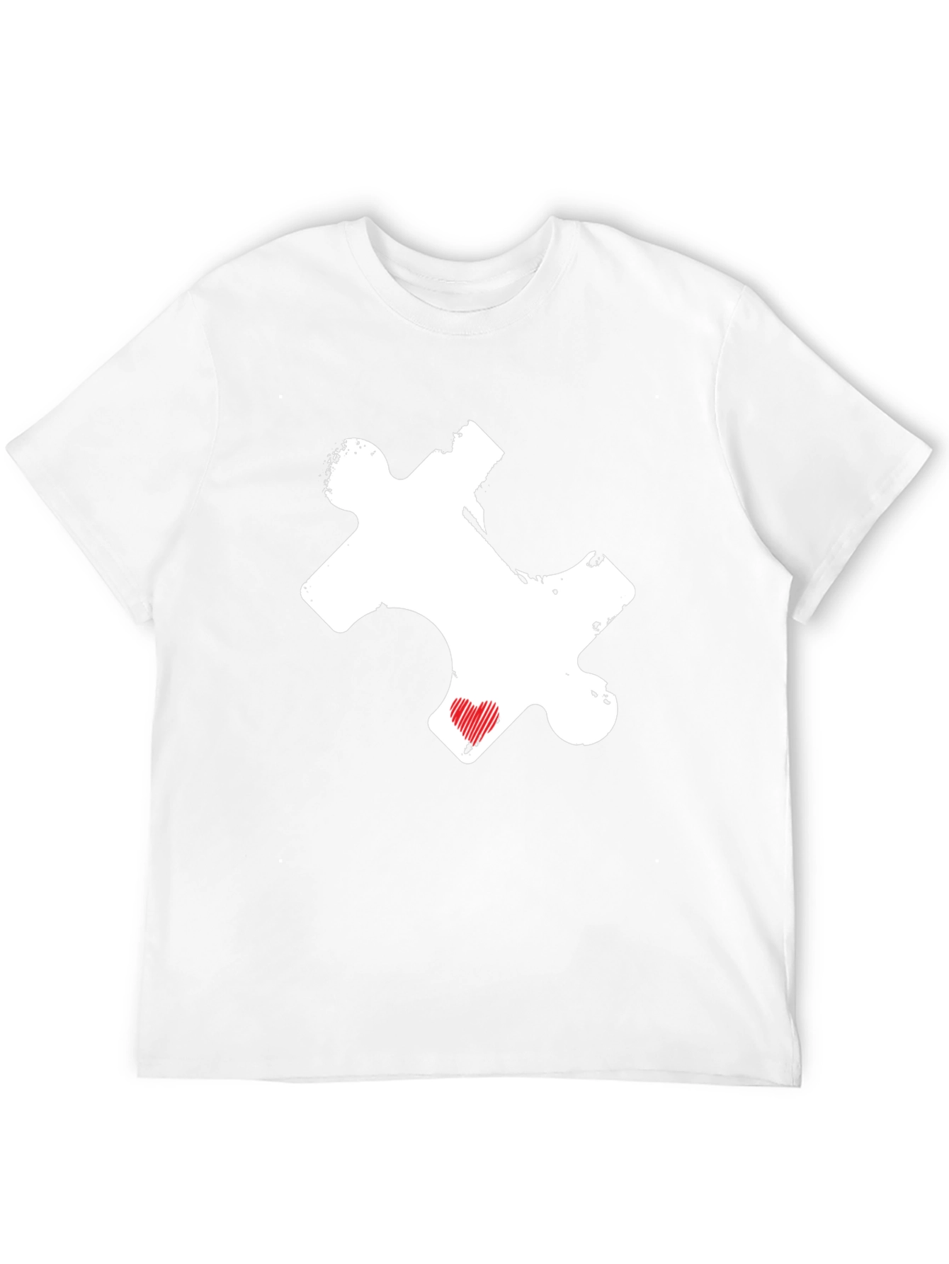 Puzzle Piece Heart Graphic Tee - Black Casual Shirt
