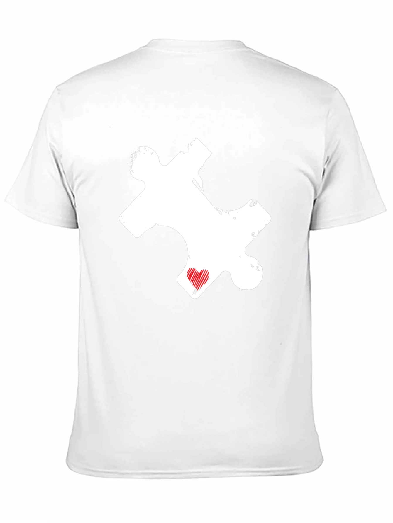 Puzzle Piece Heart Graphic Tee - Black Casual Shirt