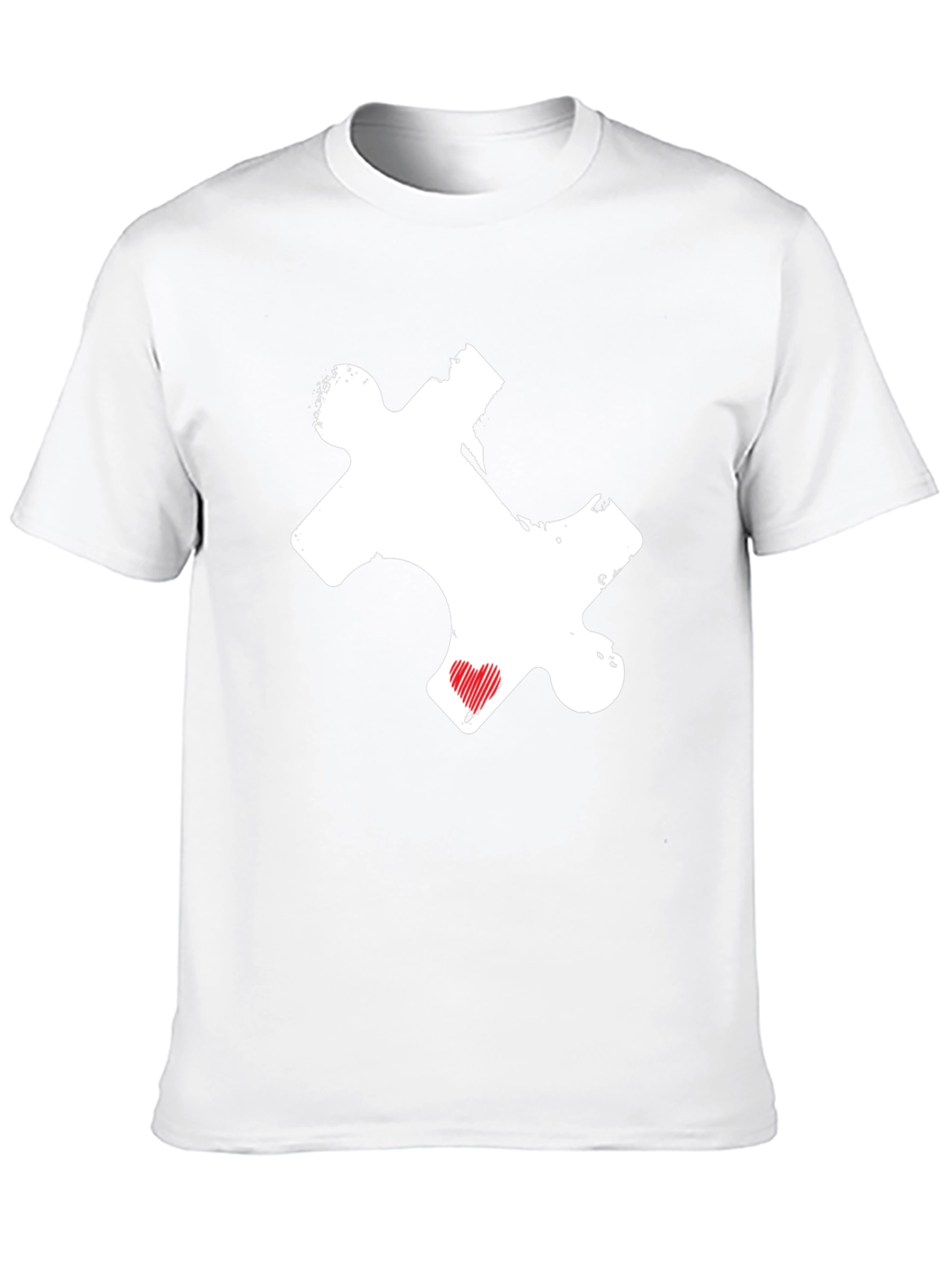 Puzzle Piece Heart Graphic Tee - Black Casual Shirt