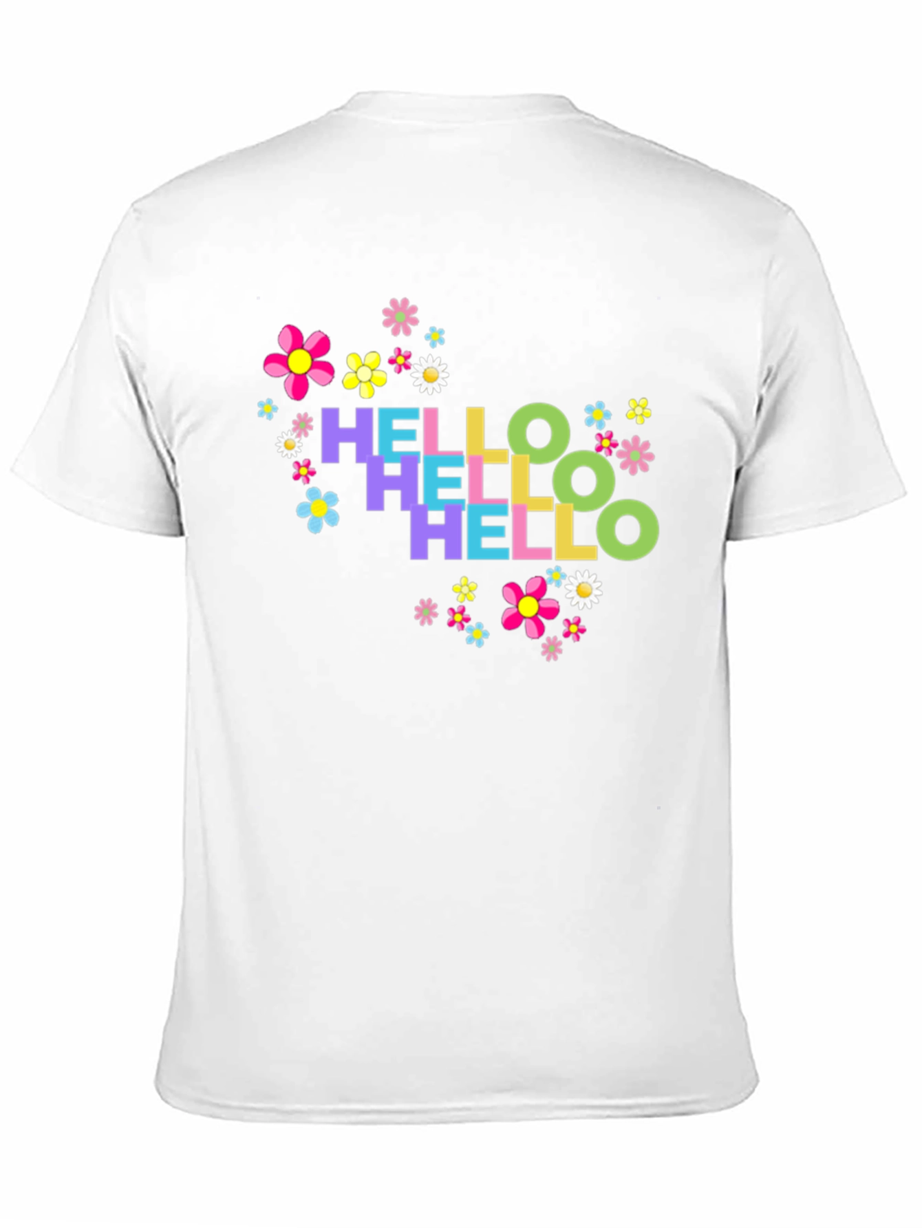 Hello Floral Graphic Tee - Black Cotton T-Shirt