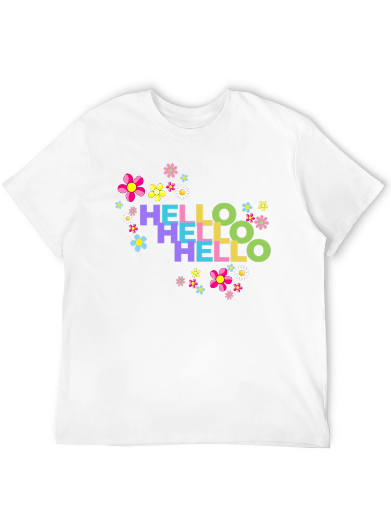 Hello Floral Graphic Tee - Black Cotton T-Shirt