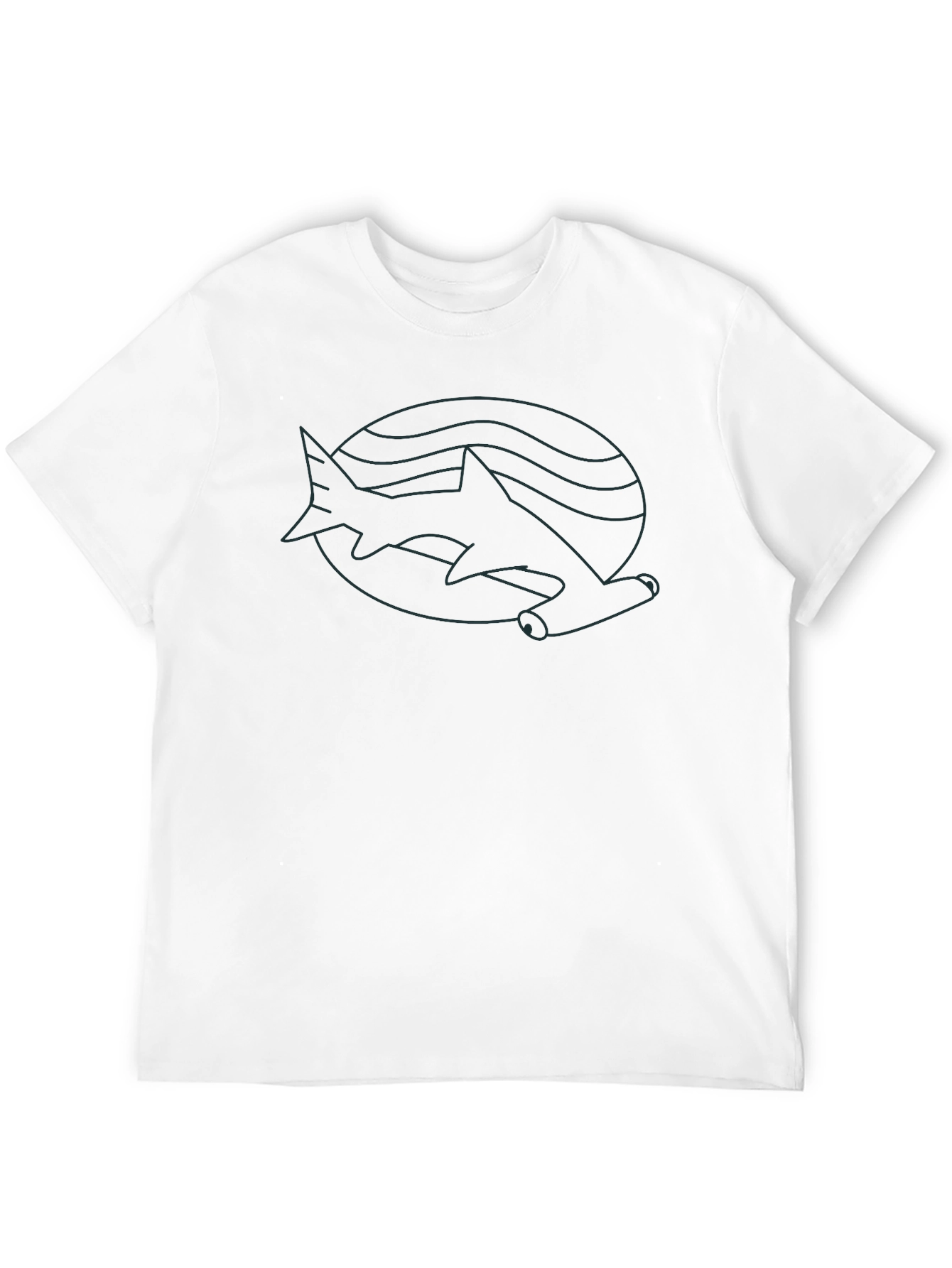Shark Outline Graphic Black T-Shirt