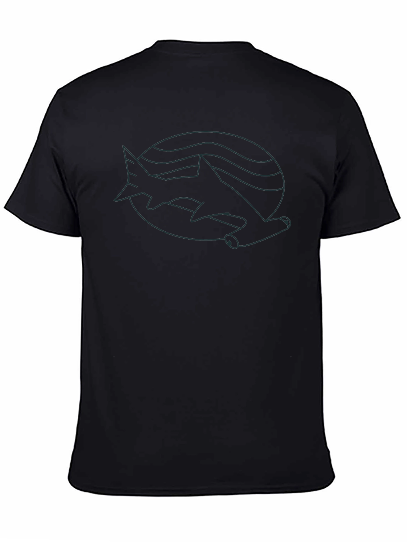 Shark Outline Graphic Black T-Shirt