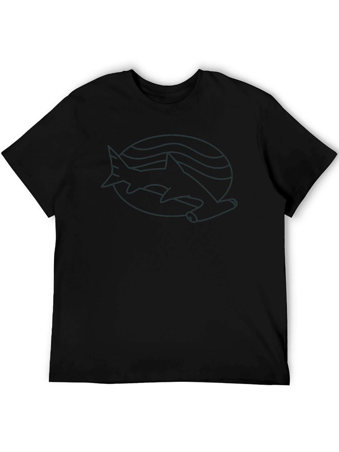 Shark Outline Graphic Black T-Shirt
