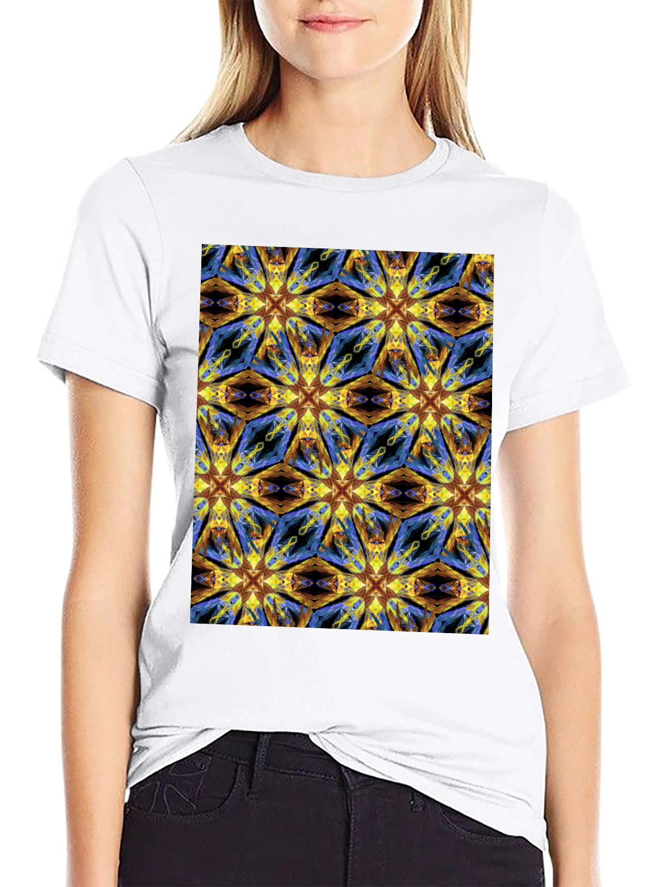 Kaleidoscope Pattern Black T-Shirt