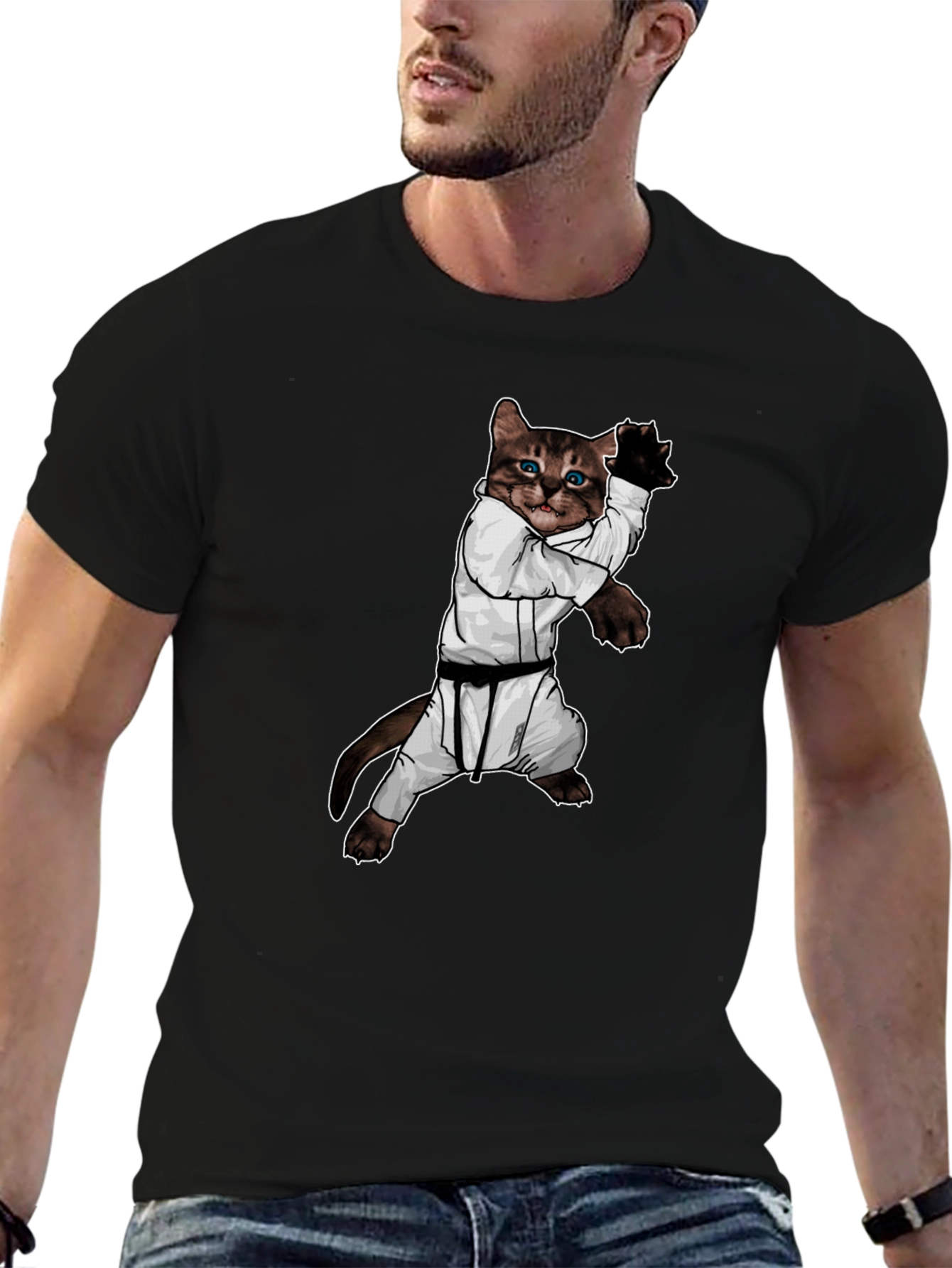 Karate Cat Black T-Shirt