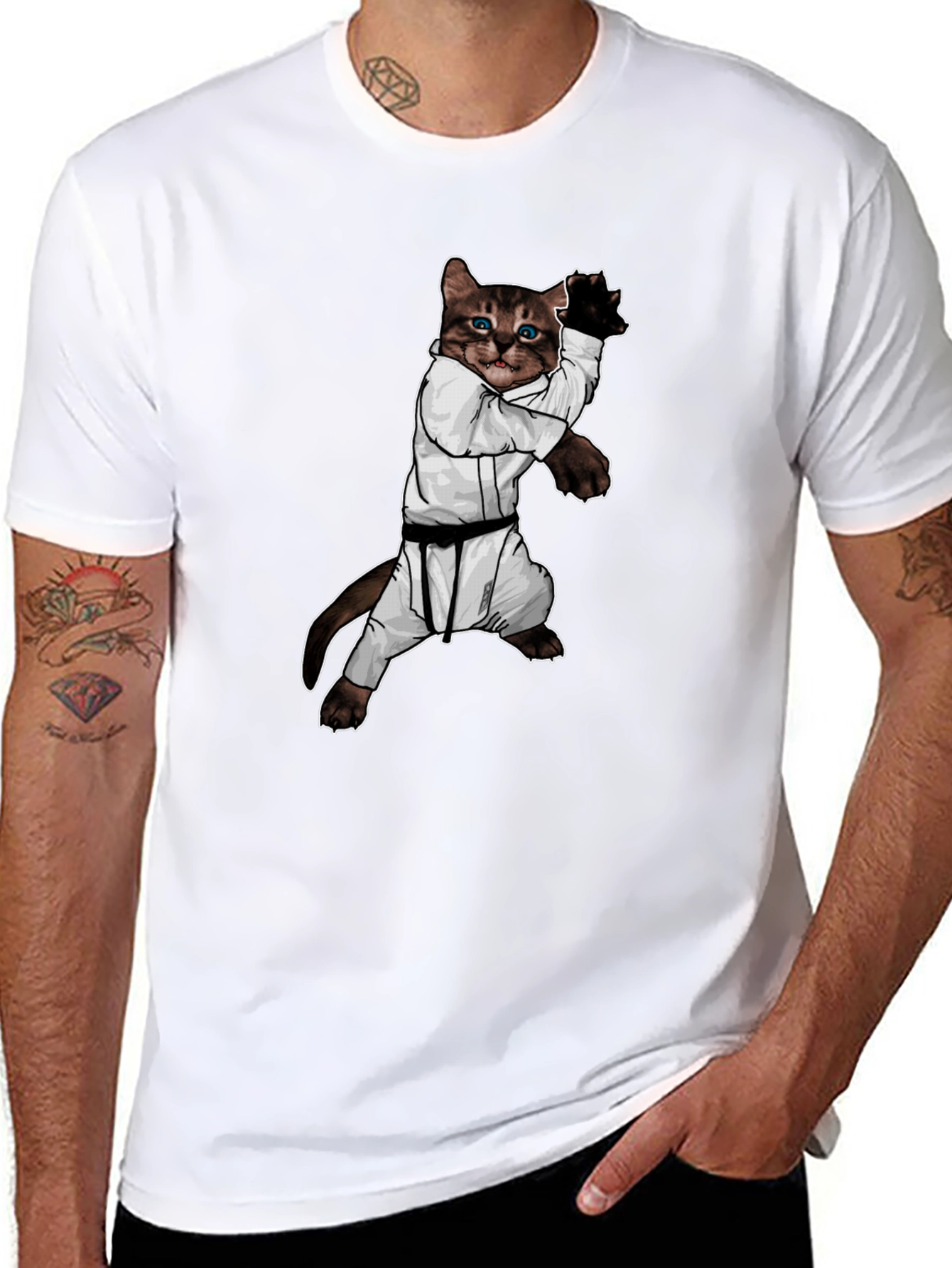 Karate Cat Black T-Shirt