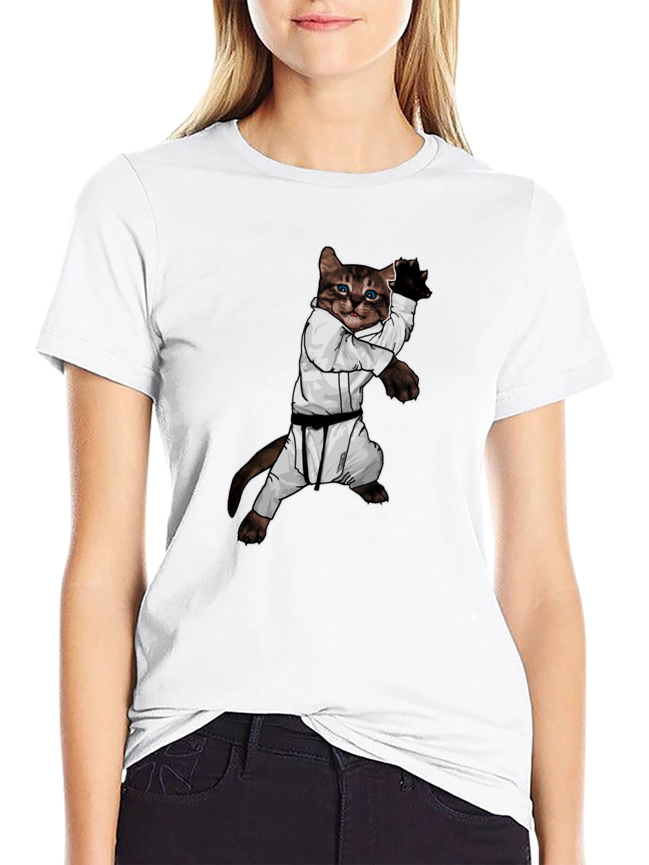 Karate Cat Black T-Shirt