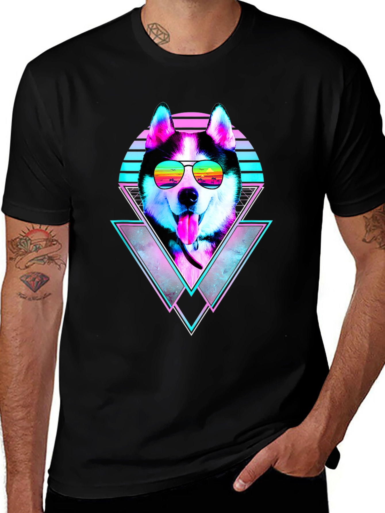 Retro Husky Graphic Tee - Cool Dog T-Shirt
