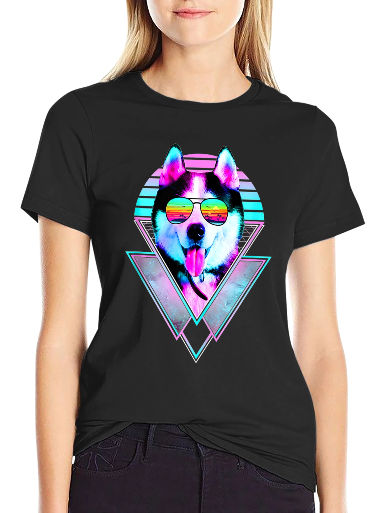 Retro Husky Graphic Tee - Cool Dog T-Shirt