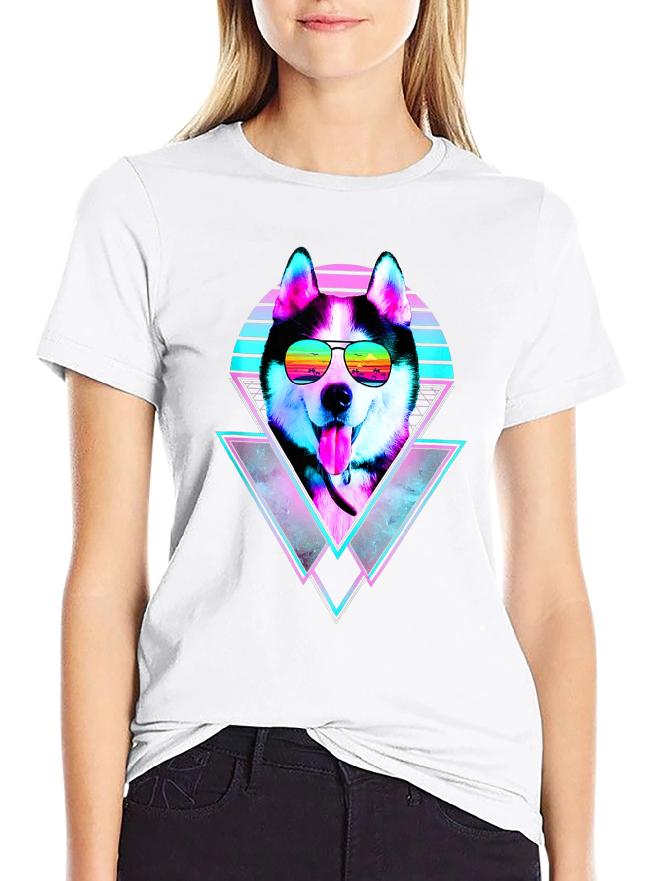 Retro Husky Graphic Tee - Cool Dog T-Shirt