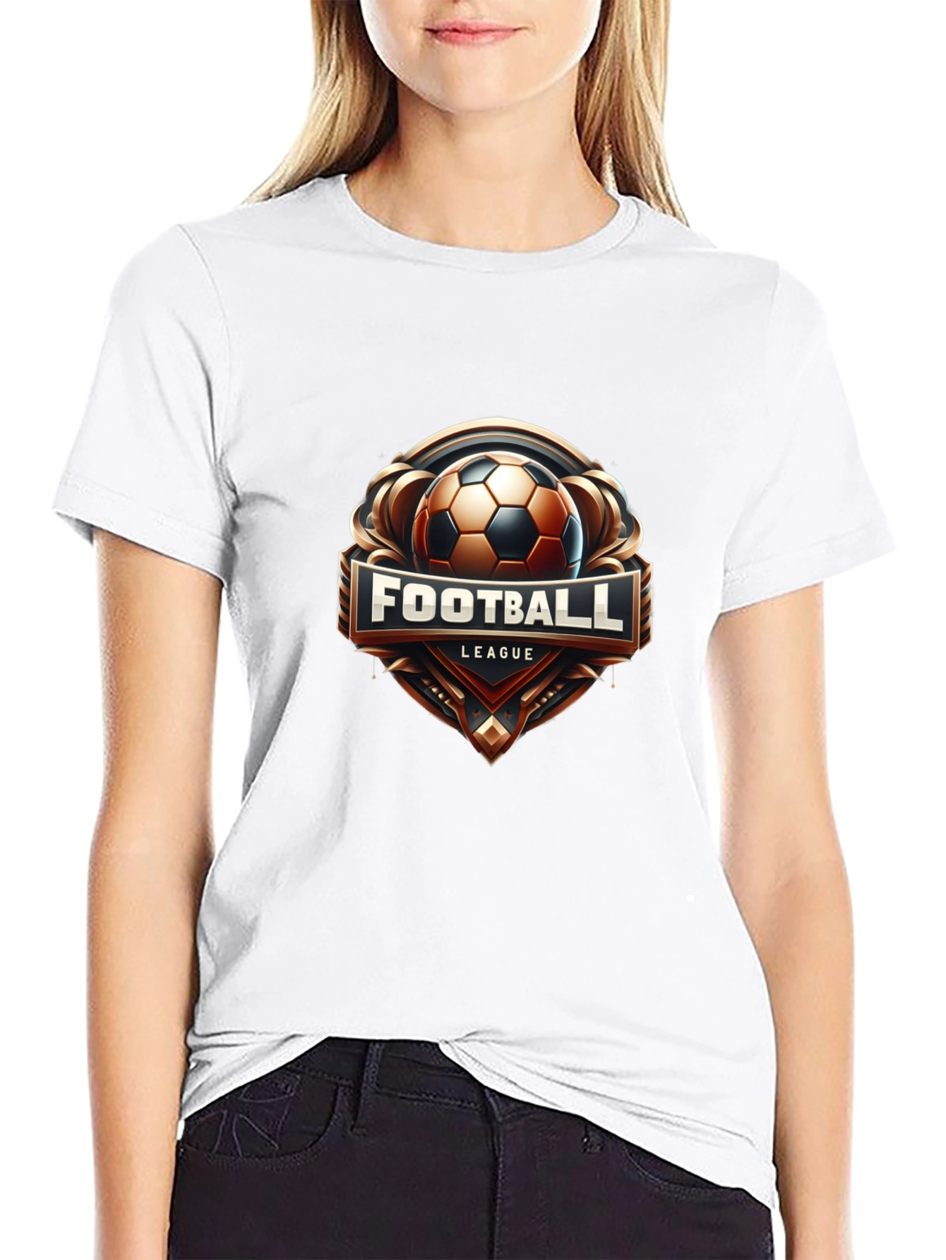 Football League Graphic Tee - Black Cotton T-Shirt