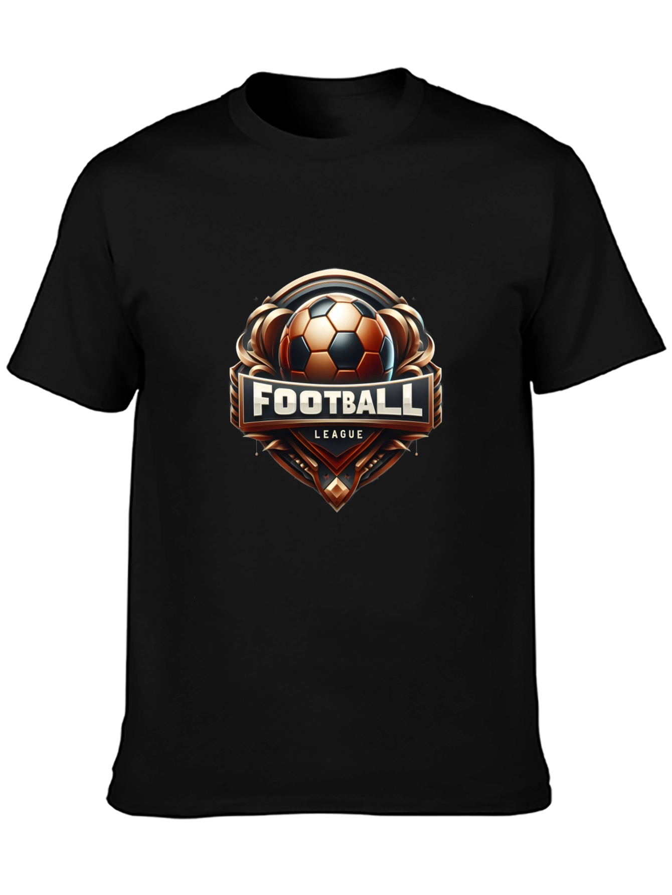Football League Graphic Tee - Black Cotton T-Shirt