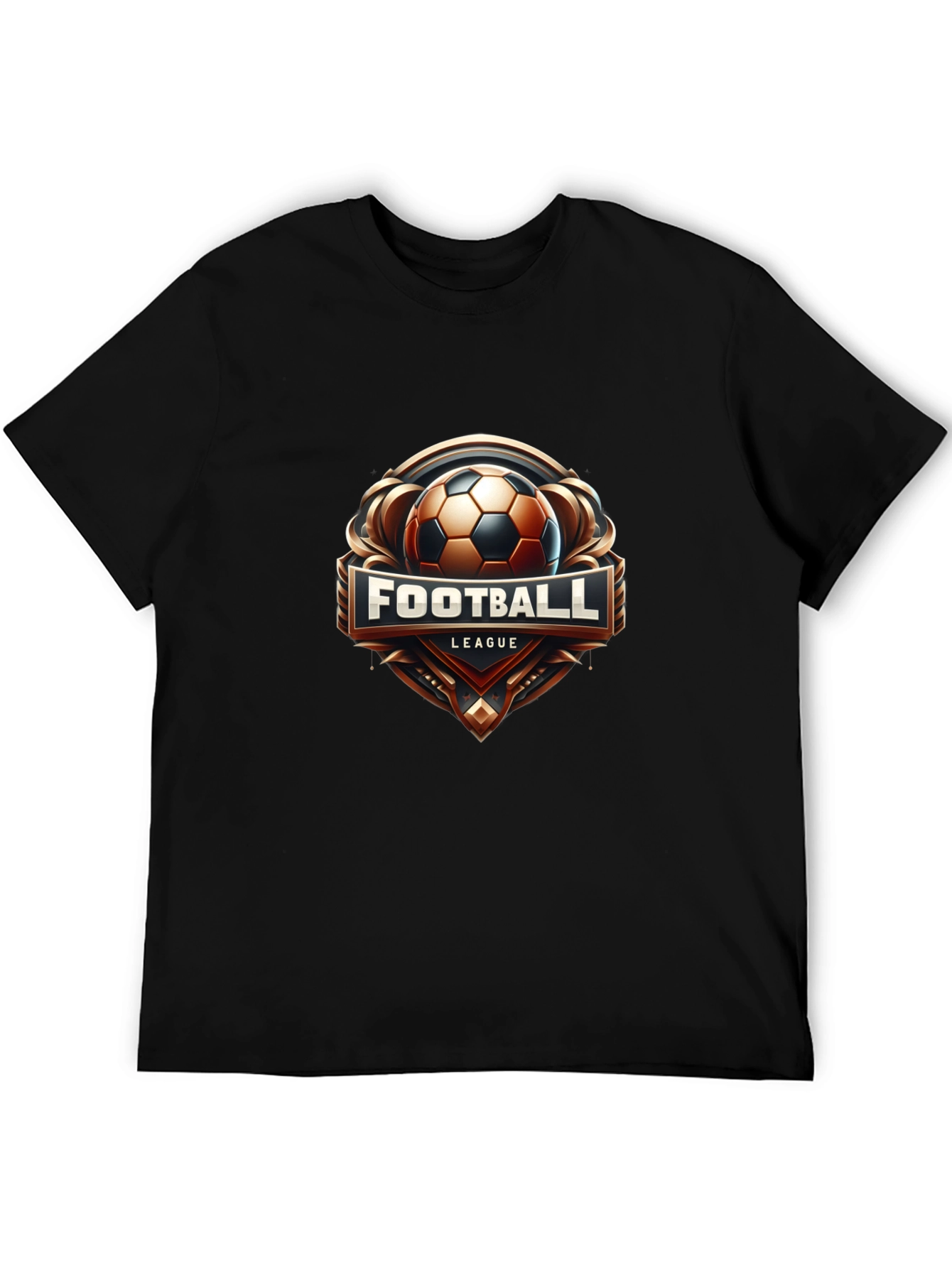 Football League Graphic Tee - Black Cotton T-Shirt