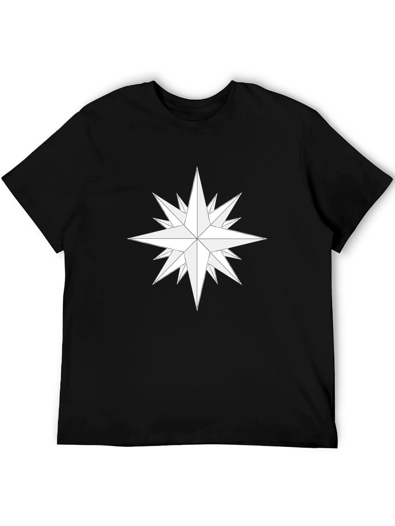 Geometric Starburst Graphic Tee - Casual Black Shirt