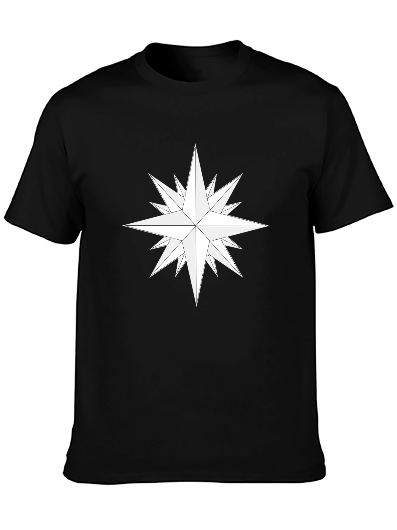Geometric Starburst Graphic Tee - Casual Black Shirt