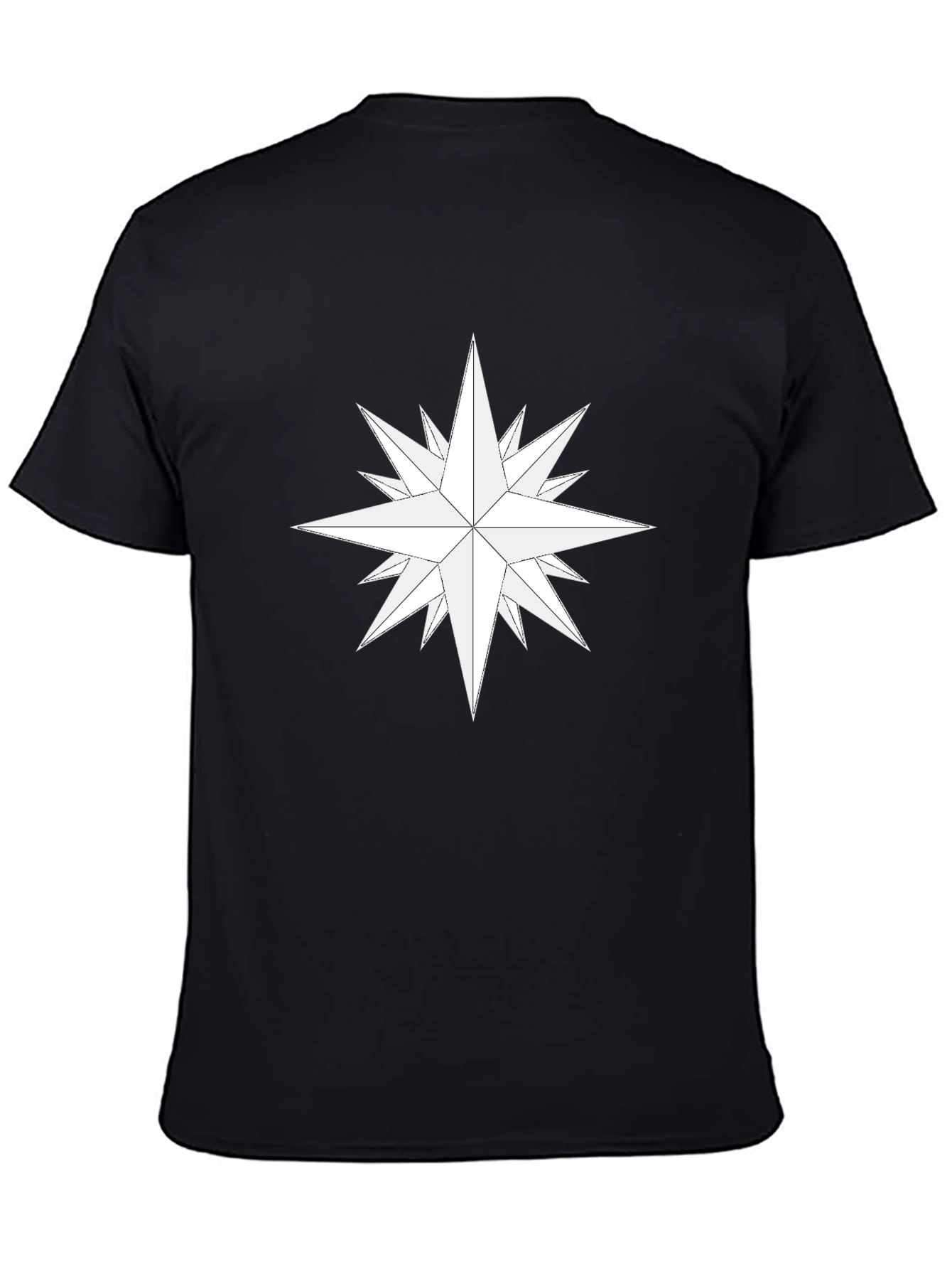 Geometric Starburst Graphic Tee - Casual Black Shirt