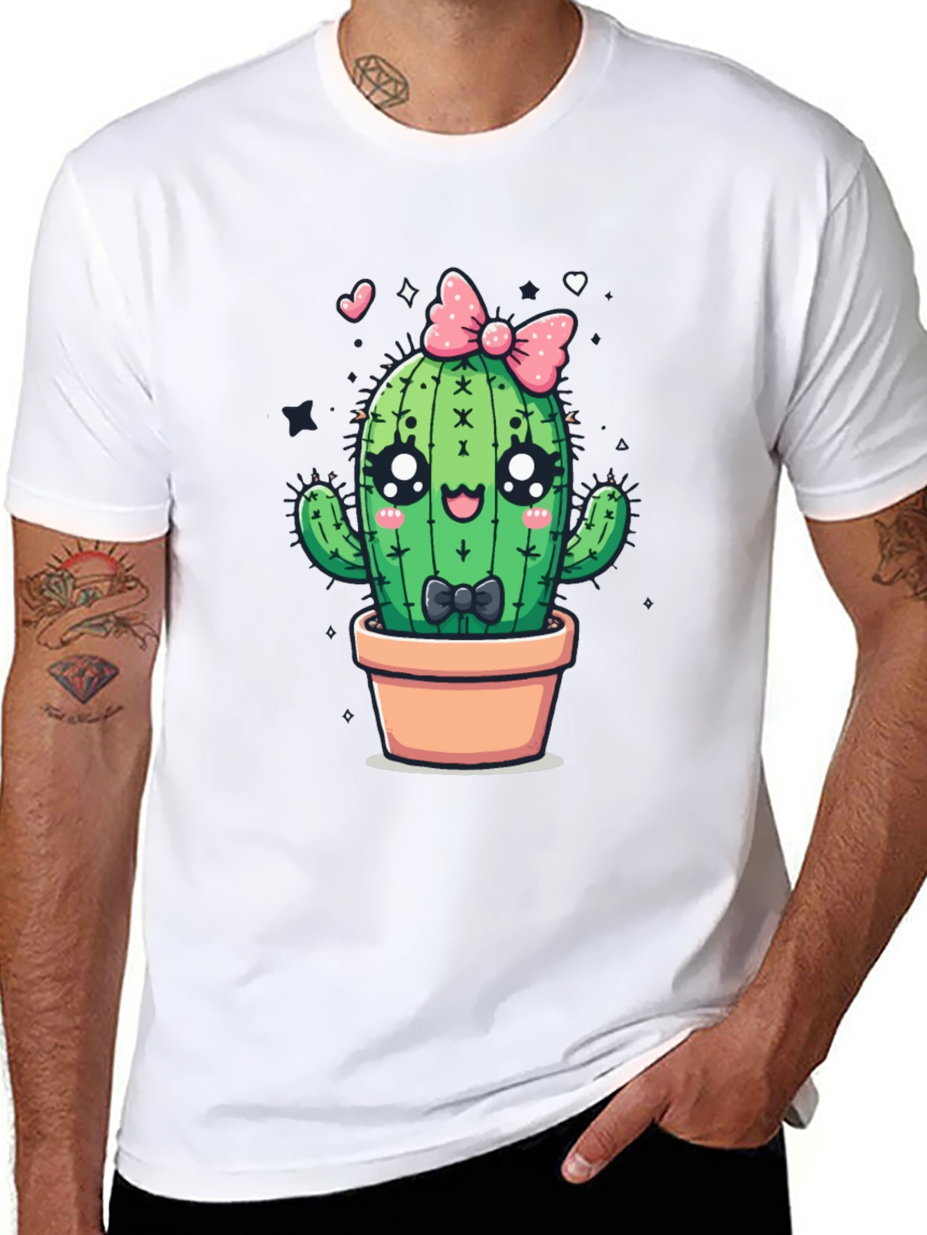 Cute Cartoon Cactus Graphic T-Shirt