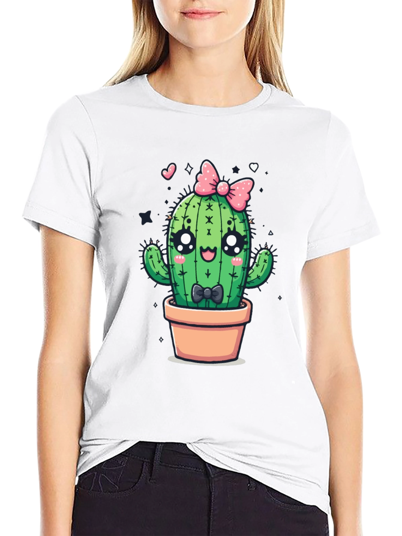 Cute Cartoon Cactus Graphic T-Shirt