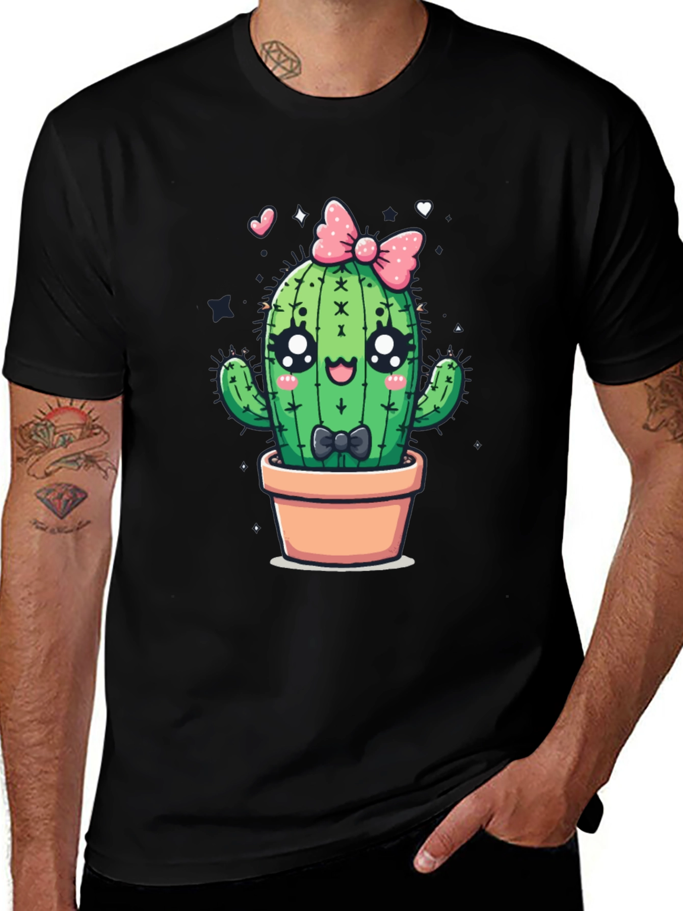 Cute Cartoon Cactus Graphic T-Shirt