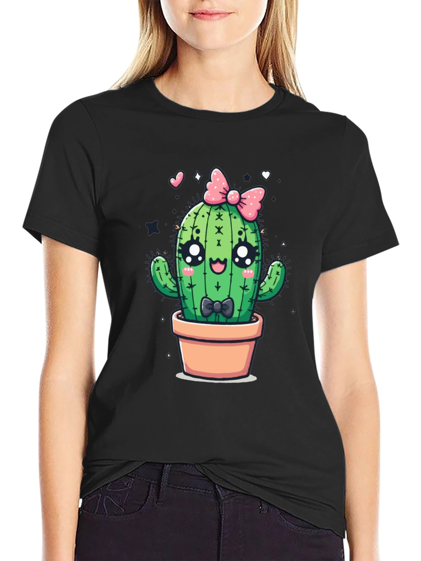 Cute Cartoon Cactus Graphic T-Shirt