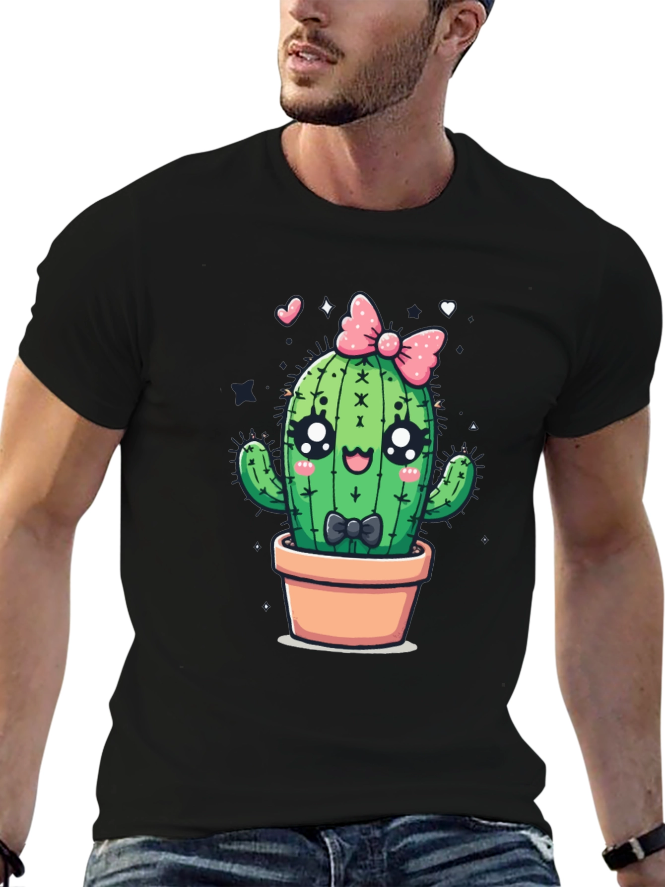 Cute Cartoon Cactus Graphic T-Shirt