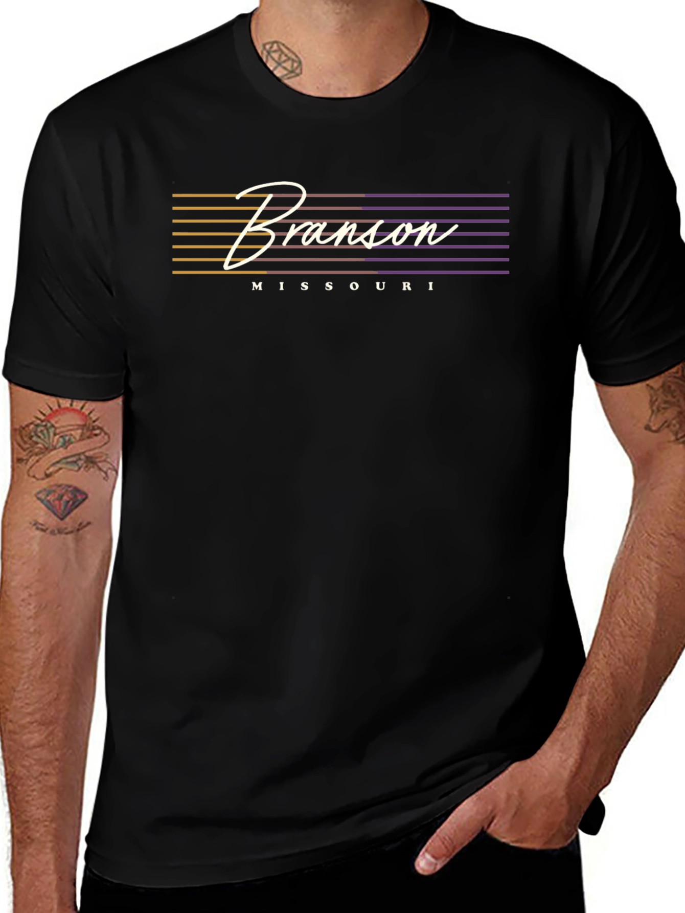 Branson Missouri Retro Style Black T-Shirt