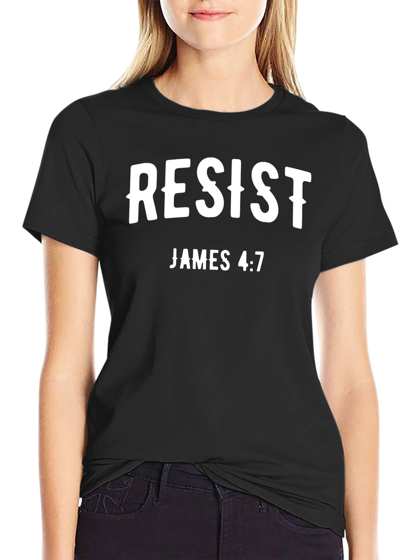 Resist James 4:7 Black Graphic Tee