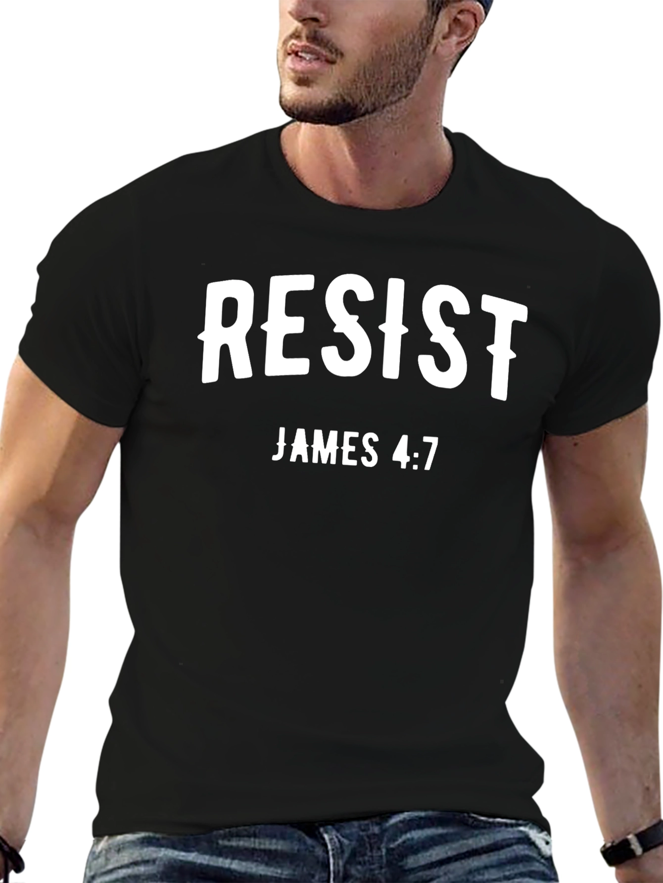 Resist James 4:7 Black Graphic Tee