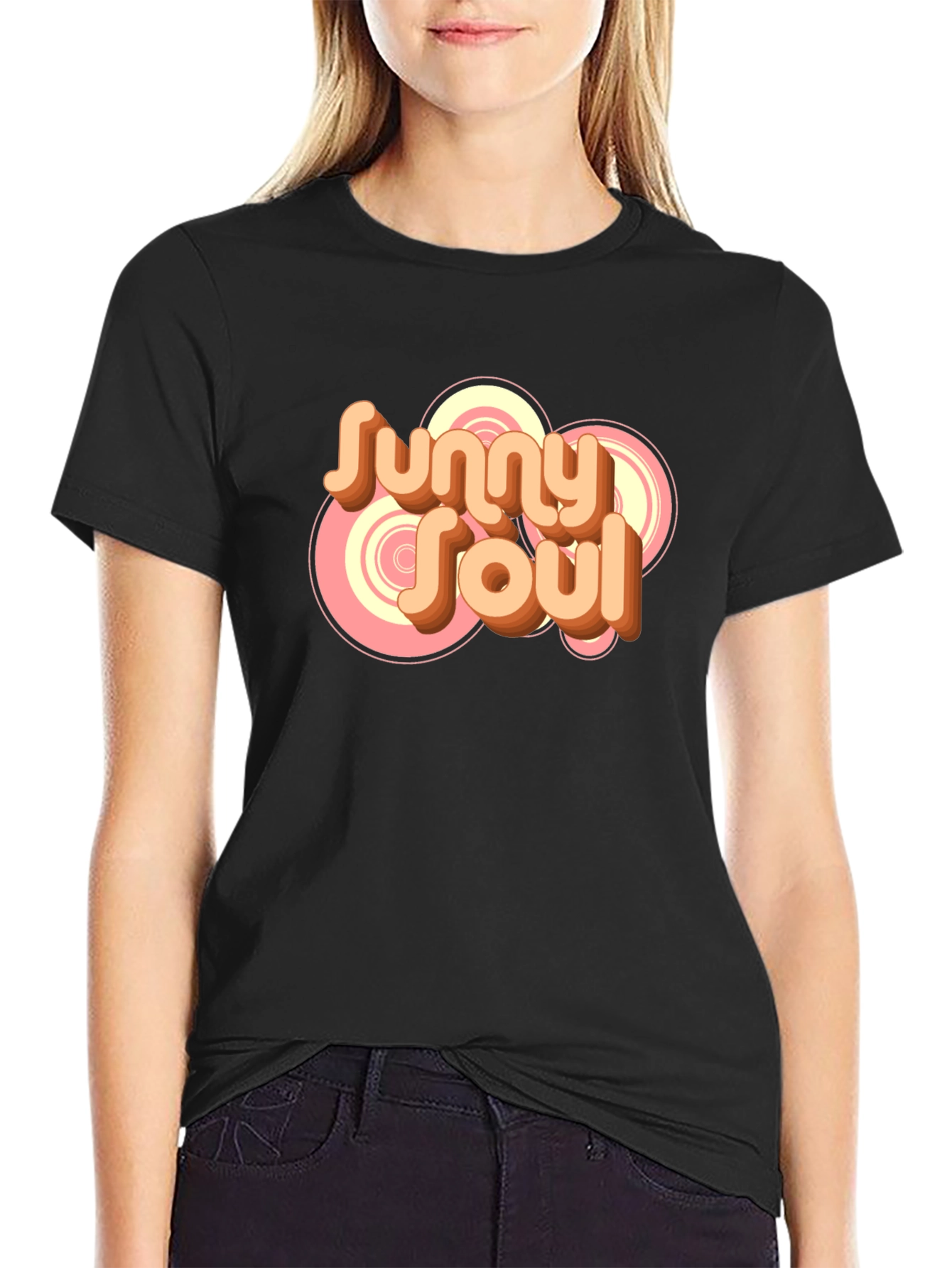 Sunny Soul Retro Graphic Black T-Shirt