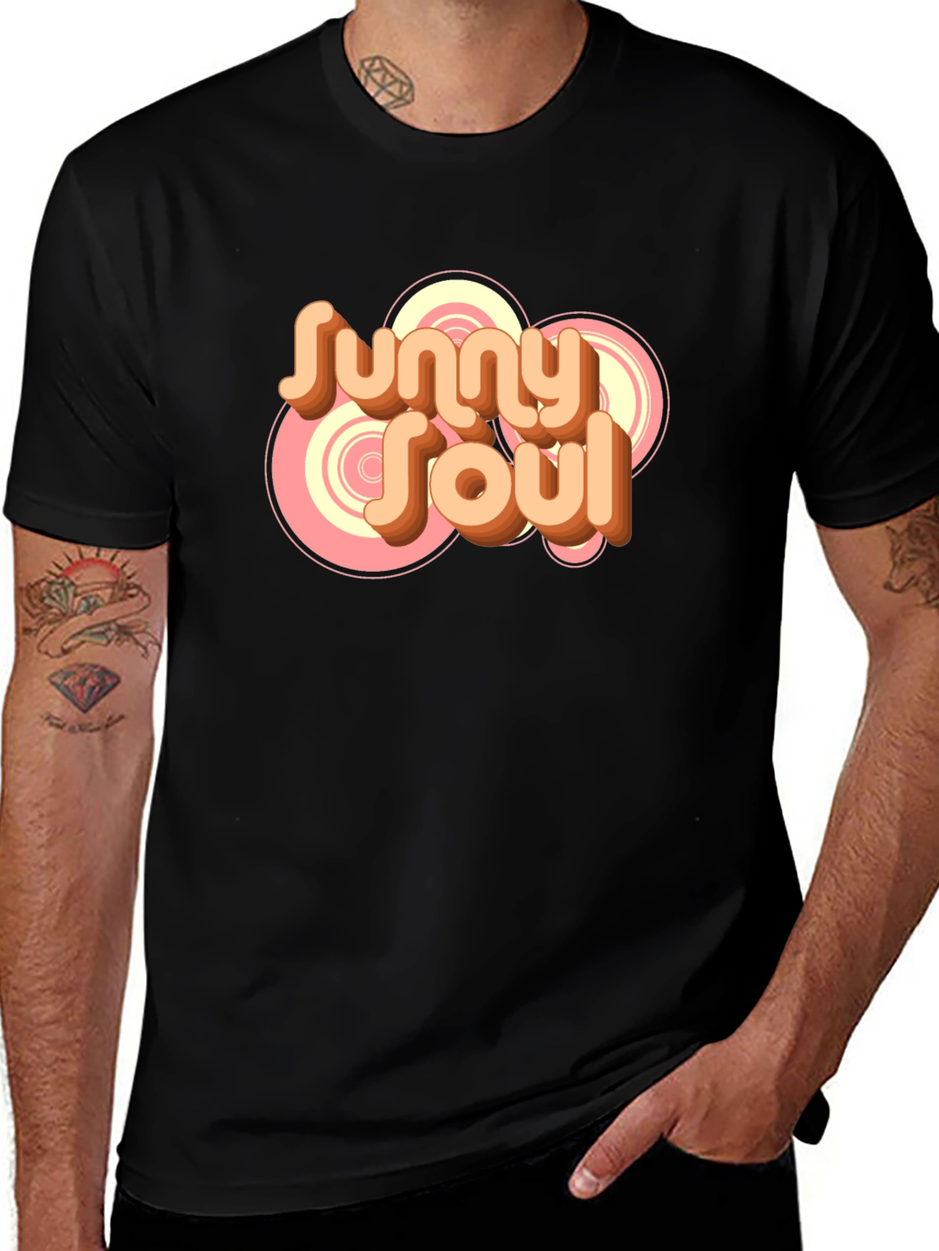 Sunny Soul Retro Graphic Black T-Shirt