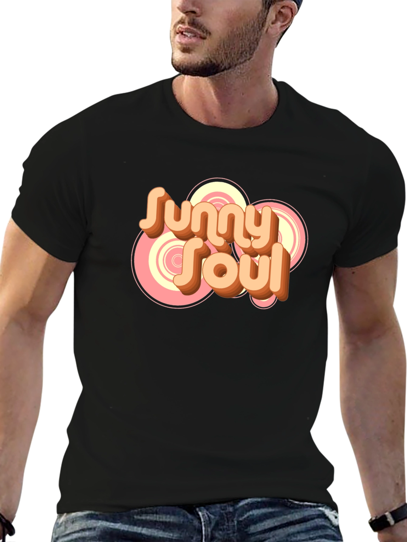 Sunny Soul Retro Graphic Black T-Shirt