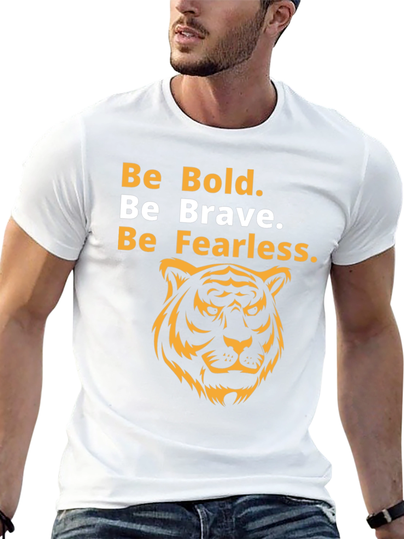 Bold Brave Fearless Tiger Graphic Tee - Black