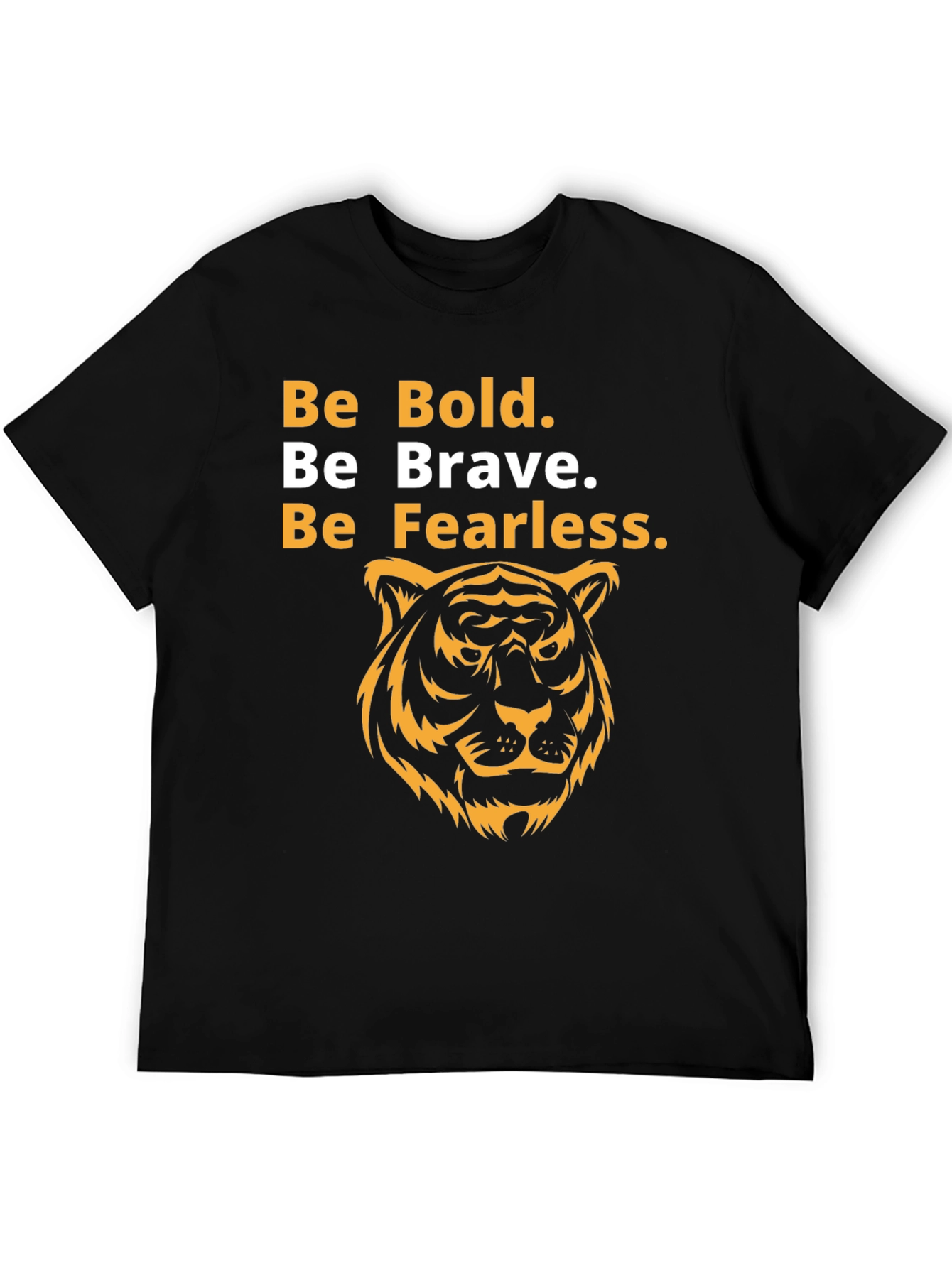 Bold Brave Fearless Tiger Graphic Tee - Black
