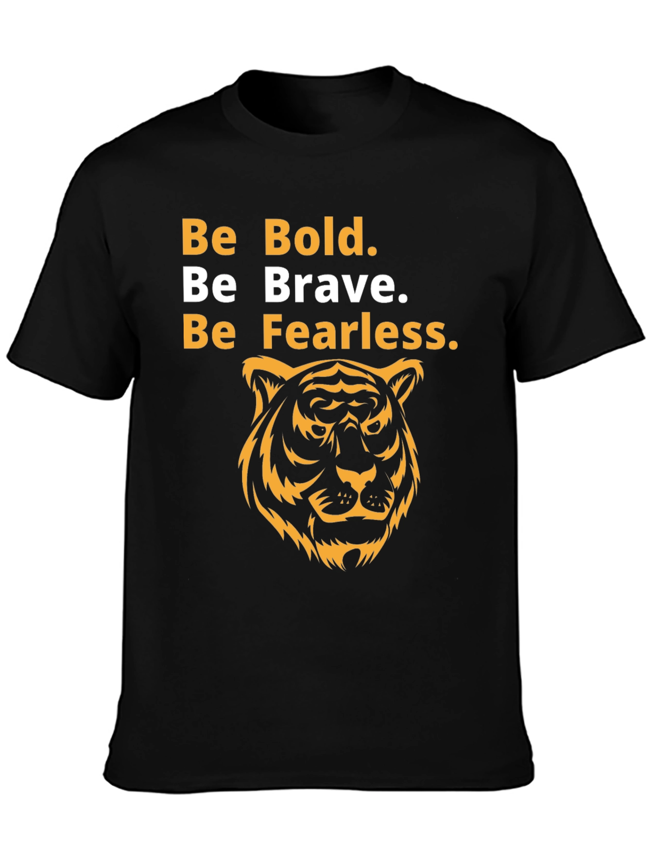 Bold Brave Fearless Tiger Graphic Tee - Black