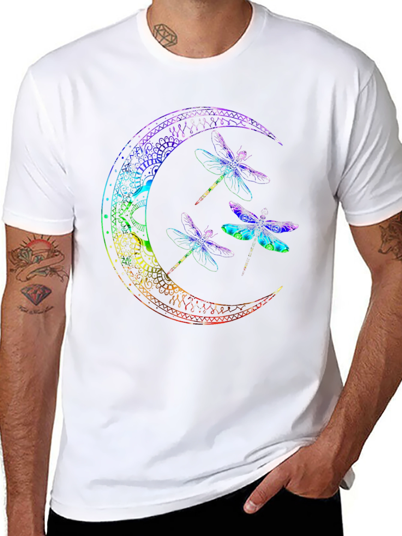 Dragonfly Moon Graphic Tee - Black Cotton Comfort