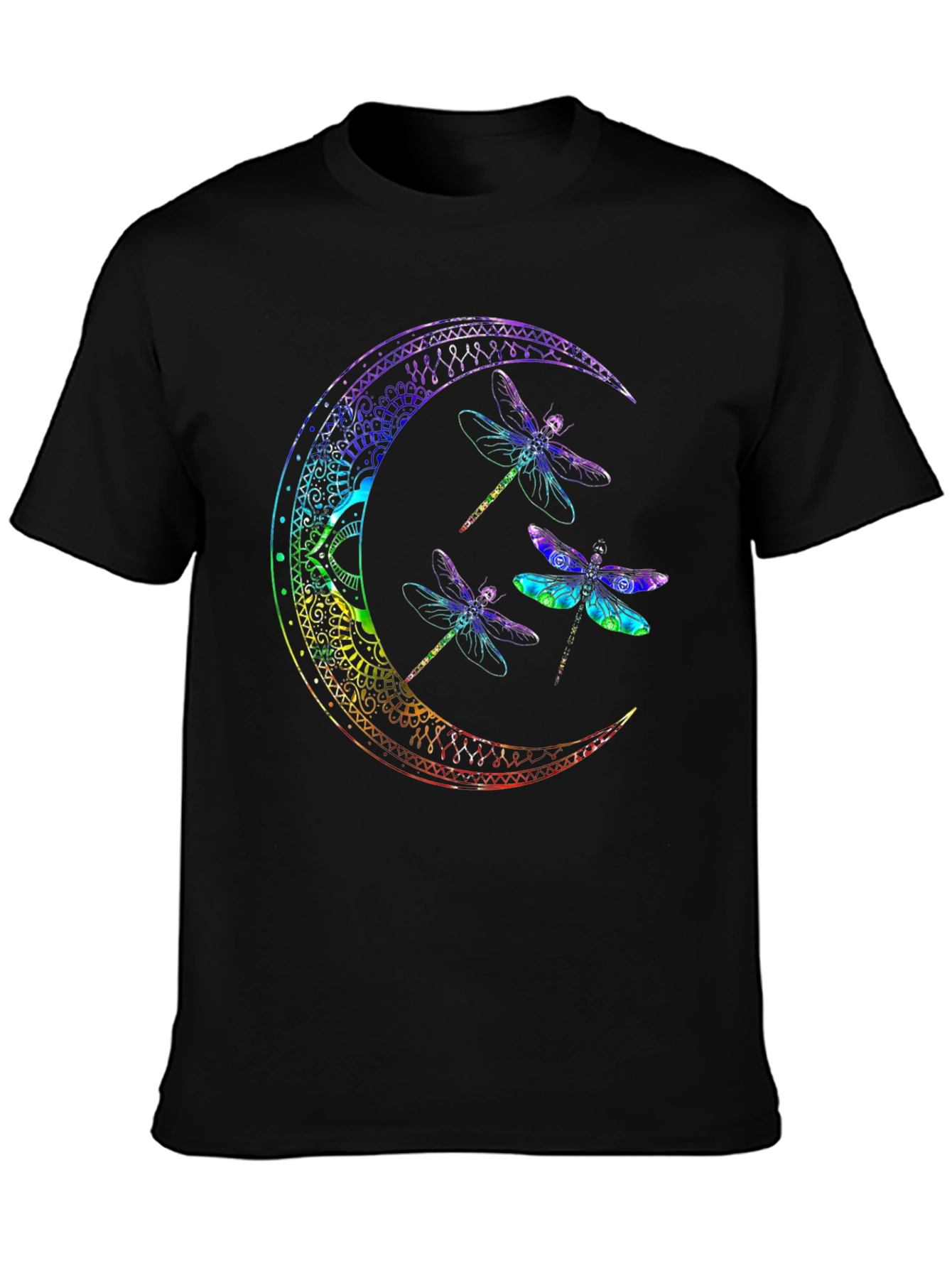 Dragonfly Moon Graphic Tee - Black Cotton Comfort