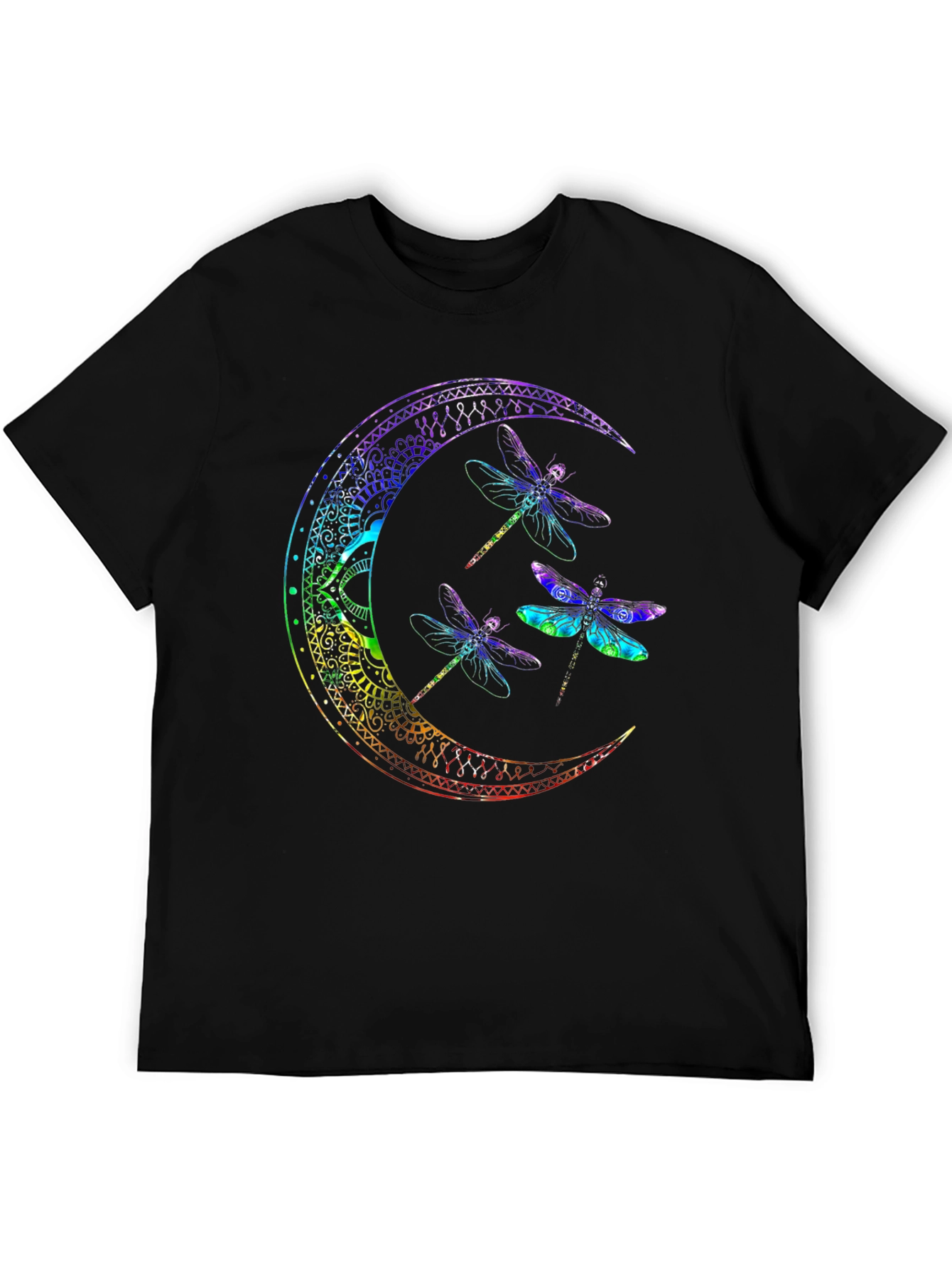 Dragonfly Moon Graphic Tee - Black Cotton Comfort