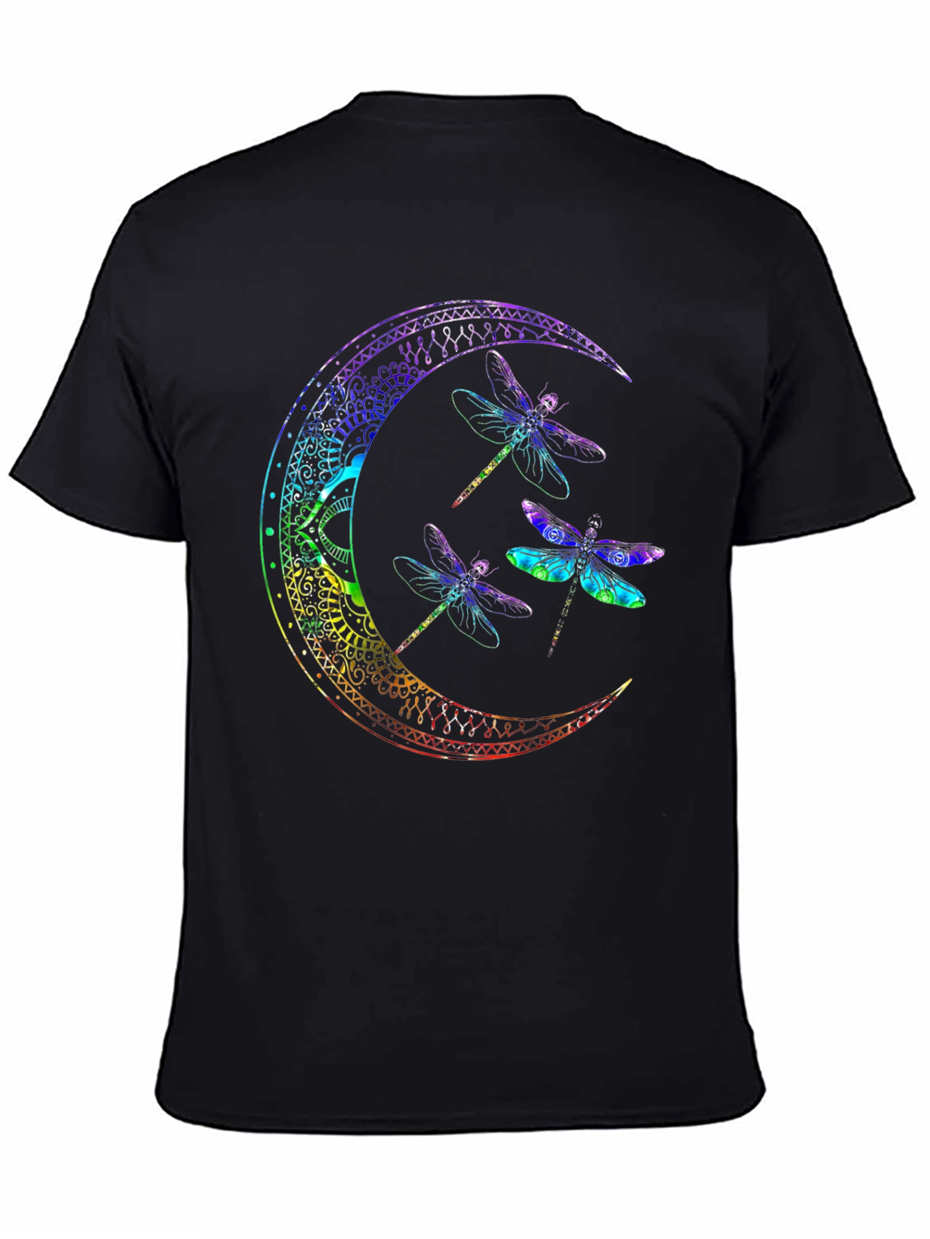 Dragonfly Moon Graphic Tee - Black Cotton Comfort