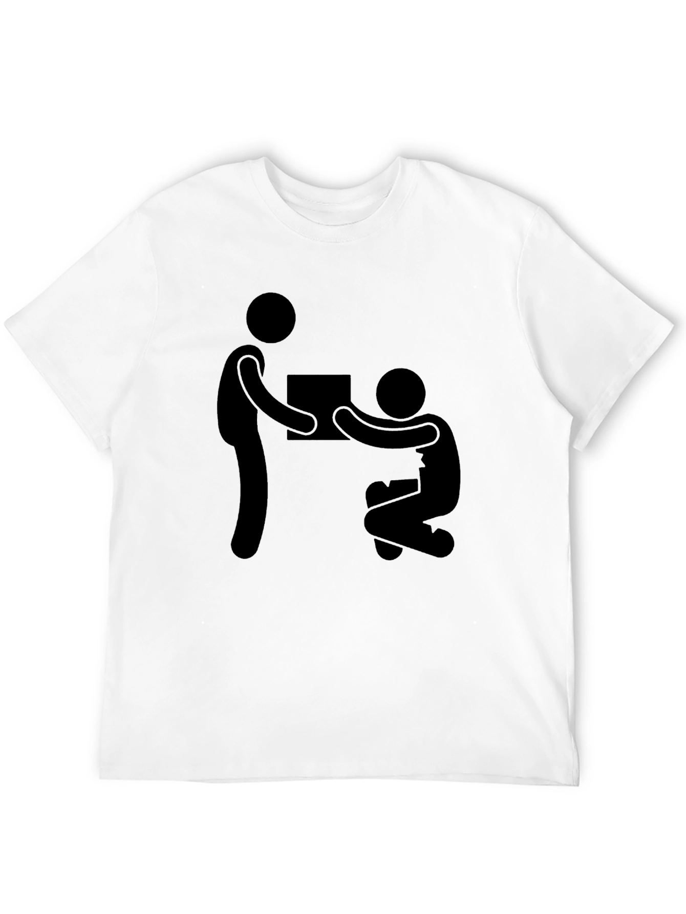 Stick Figure Giving Gift Black T-Shirt