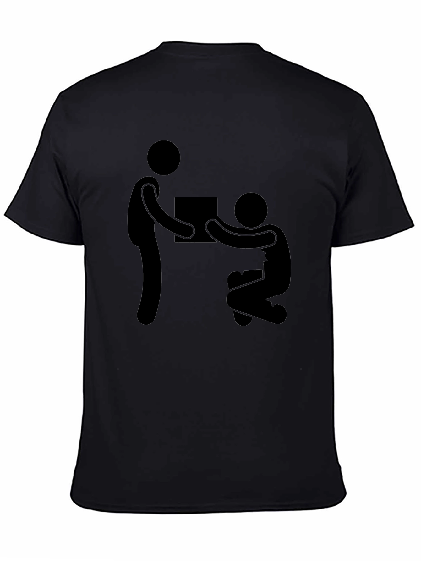 Stick Figure Giving Gift Black T-Shirt