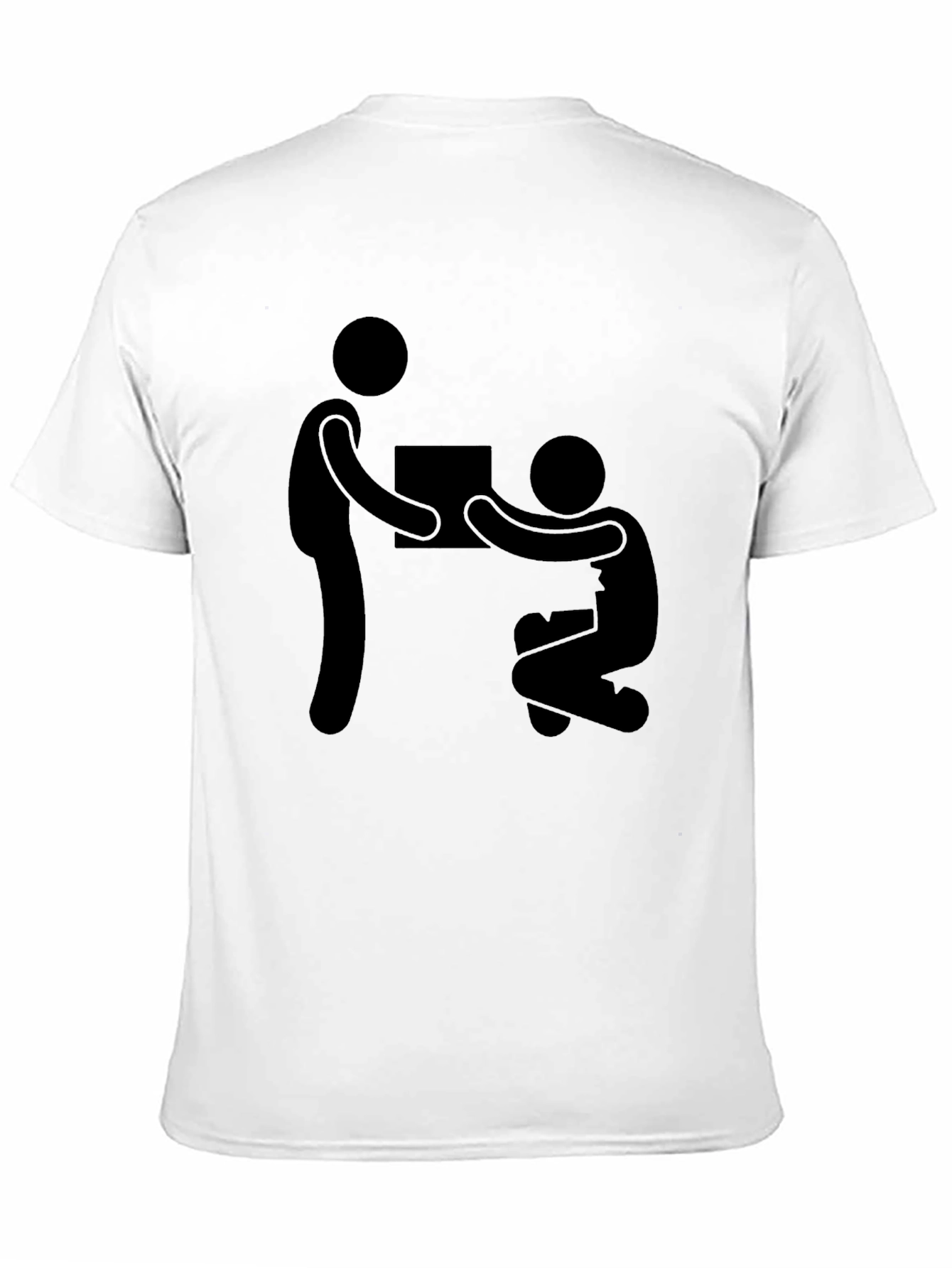 Stick Figure Giving Gift Black T-Shirt