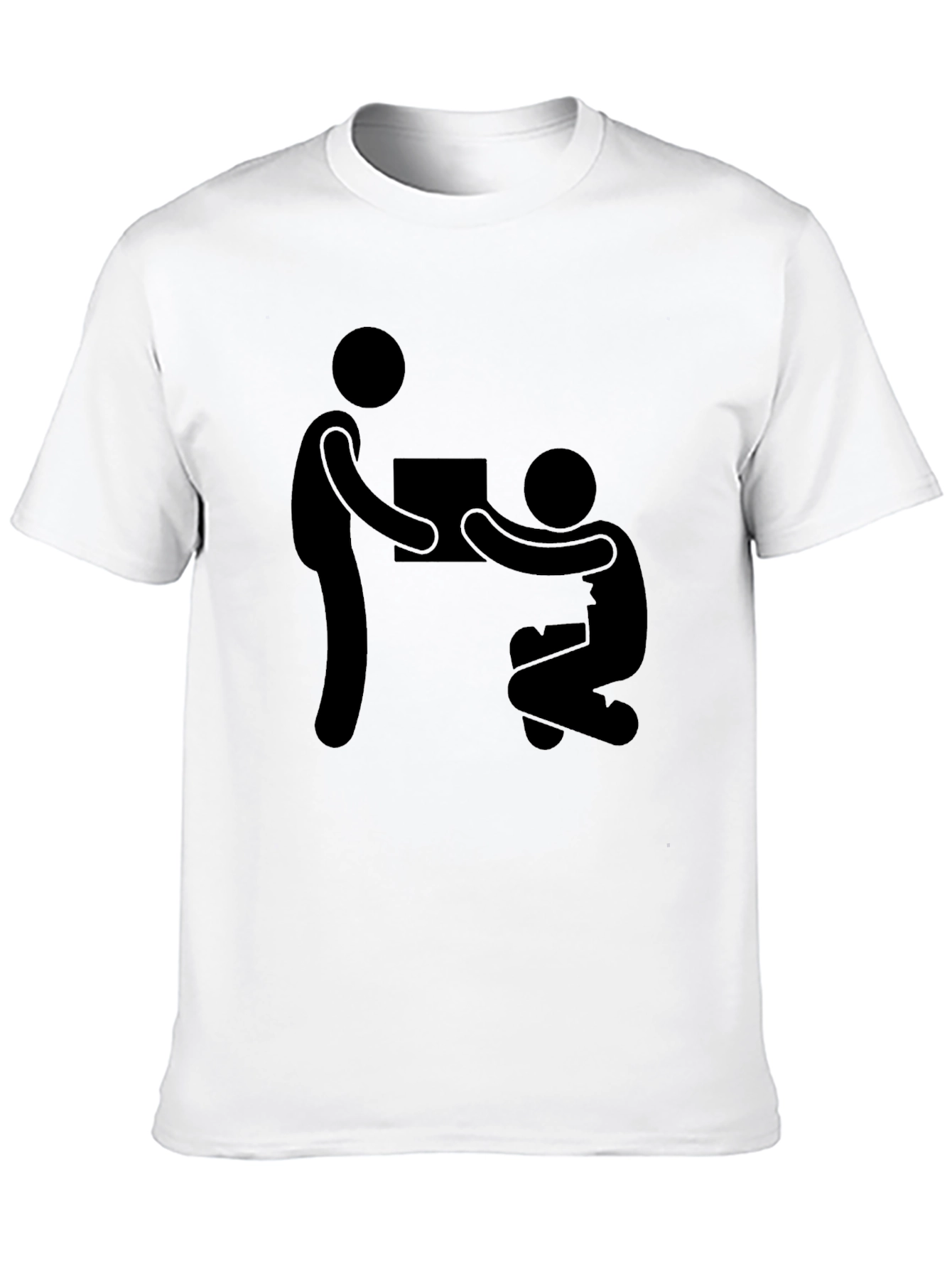 Stick Figure Giving Gift Black T-Shirt