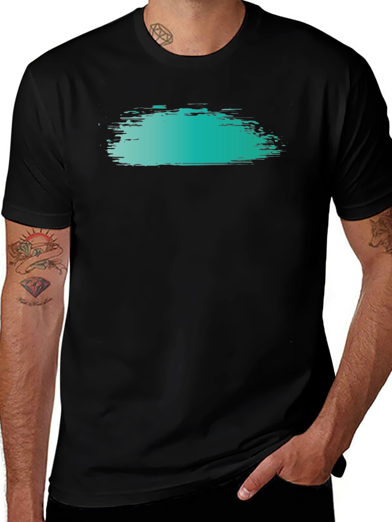Trendy Brush Stroke Graphic Tee - Black