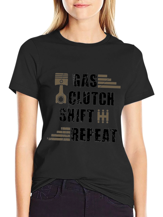 Gas Clutch Shift Repeat Graphic Tee - Car Enthusiast T-Shirt