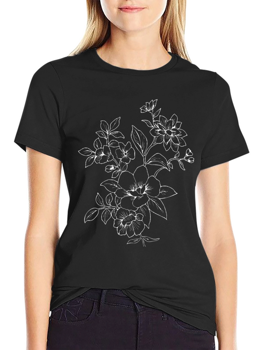 Black Floral Graphic Tee - Stylish & Comfortable