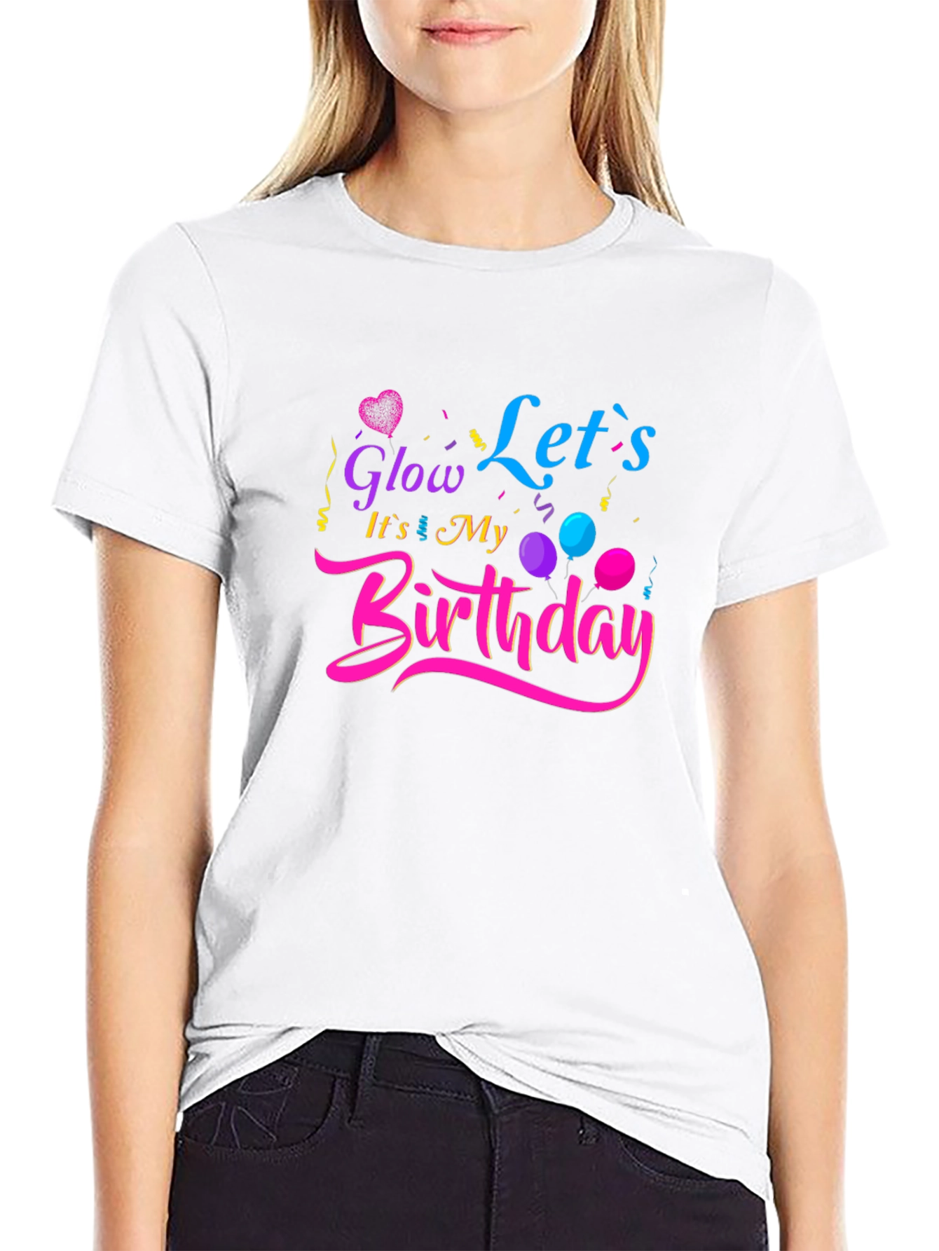 Glow Its My Birthday Black T-Shirt