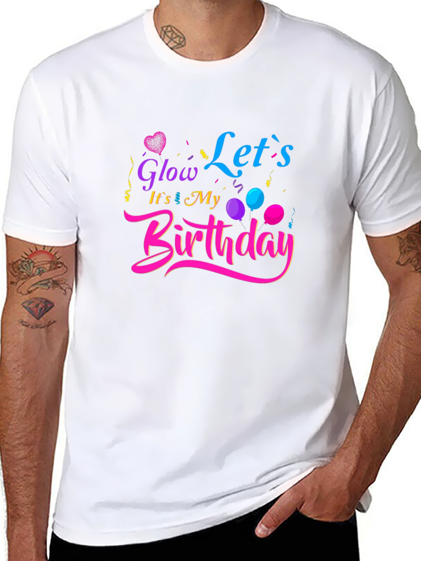 Glow Its My Birthday Black T-Shirt