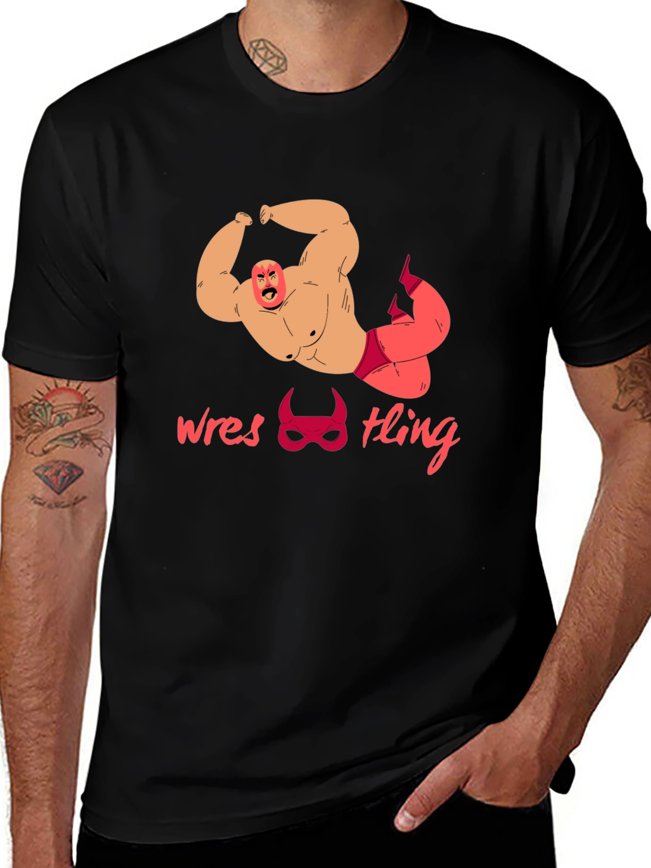Wrestling Graphic Tee - Bold Wrestler Design