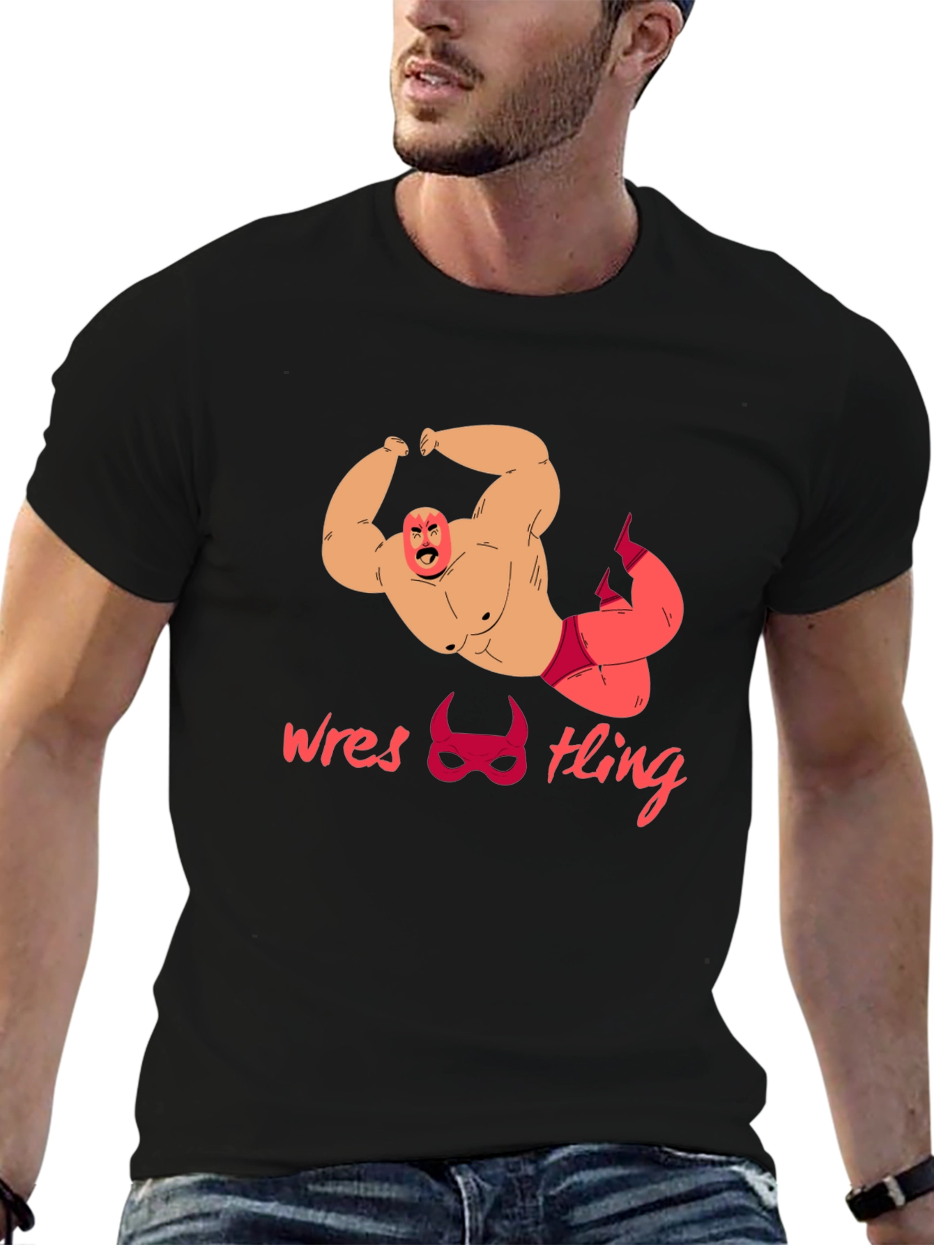 Wrestling Graphic Tee - Bold Wrestler Design